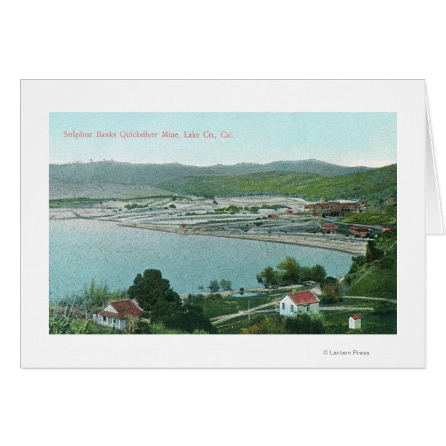 Aerialvy över Sulfur Banker Quicksilver Mine Hälsningskort (Framsidan Horizontal)