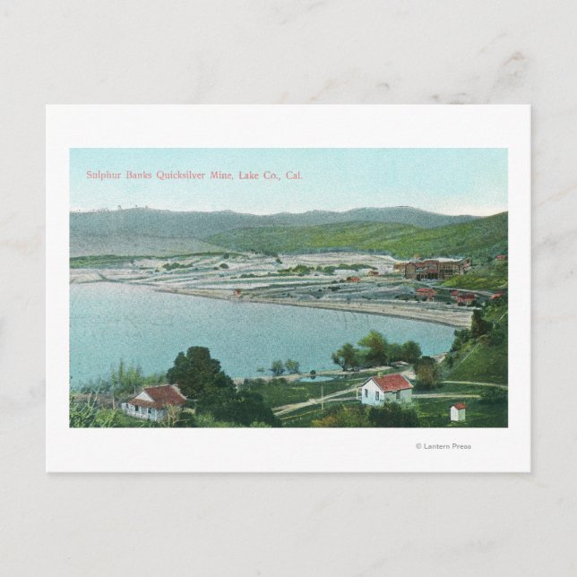 Aerialvy över Sulfur Banker Quicksilver Mine Vykort (Framsida)