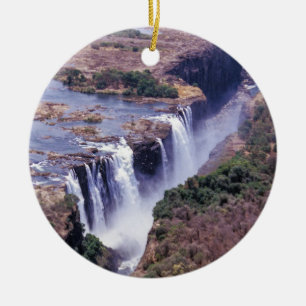 Aeriets syn på berömd Victoria Falls - Zimbabwe Julgransprydnad Keramik
