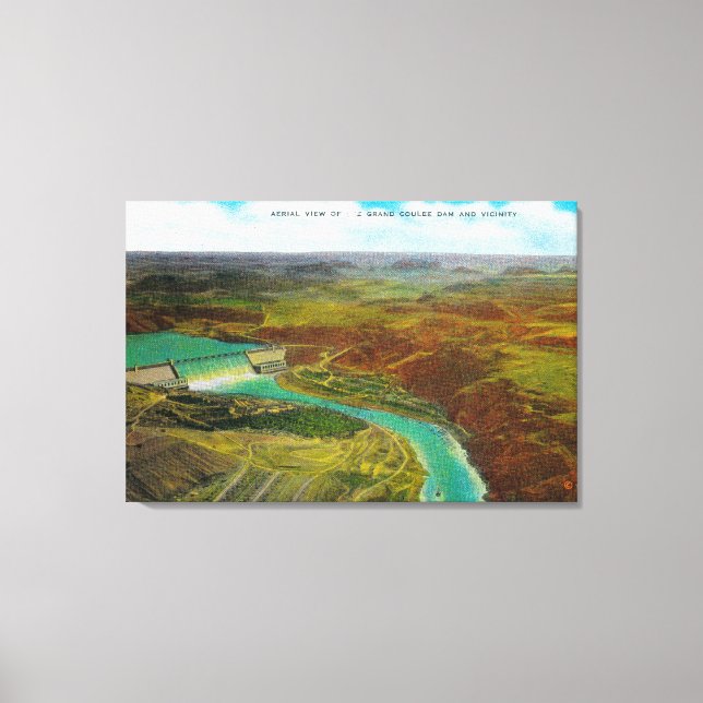 Aeriets syn på Grand Coulee Dam Canvastryck (Framsida)
