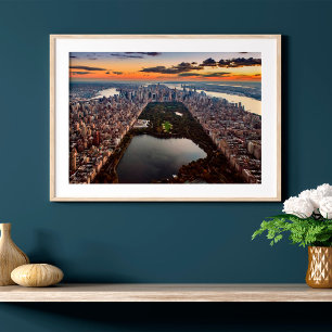 Aeriets vy över Central Park vid Sunset Poster