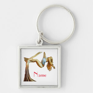 Aeriets yoga fitness Thunder_Cove Fyrkantig Silverfärgad Nyckelring