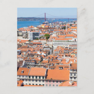 Aeriskt perspektiv på Lissabon, Portugal Vykort