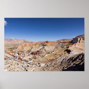 Aeriskt utseende på Gyantse & Palcho-klostret - Ti Poster