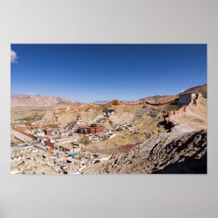 Aeriskt utseende på Gyantse & Palcho-klostret - Ti Poster