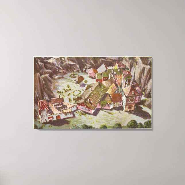 Aerivy över den schweiziska byn canvastryck (Framsida)