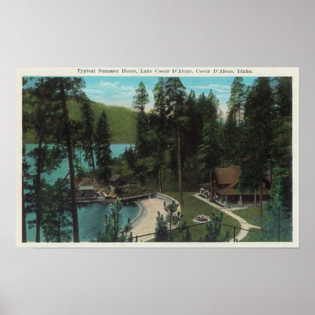 Aerivy över ett typiskt sommarhem på poster (Framsidan)