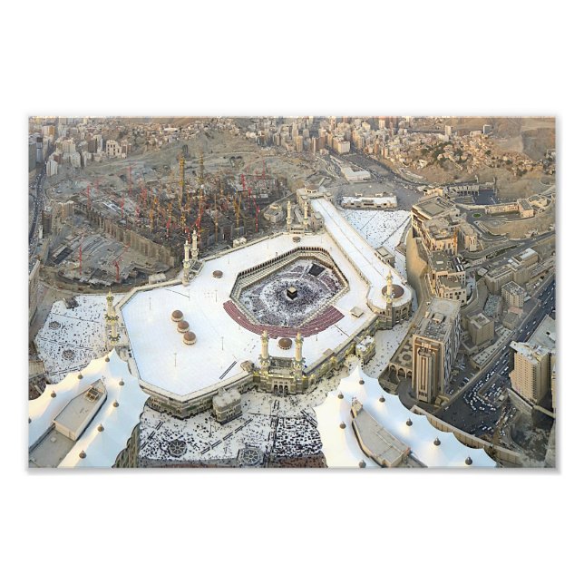 Aerivy över Kaaba, Masjid al-Haram & Mecca Fototryck (Framsidan)