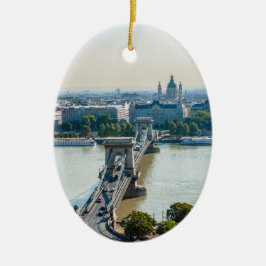 Aerivy över kedjebrygga - Budapest, Ungern Julgransprydnad Keramik