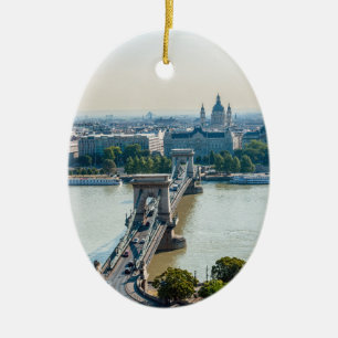 Aerivy över kedjebrygga - Budapest, Ungern Julgransprydnad Keramik