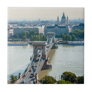Aerivy över kedjebrygga - Budapest, Ungern Kakelplatta