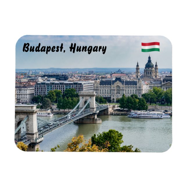 Aerivy över kedjebryggan i Budapest, Ungern Magnet (Horisontell)