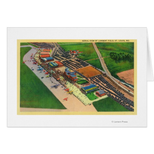 Aerivy över Lambert Luft FieldSt. Louis, MO Hälsningskort (Framsidan Horizontal)