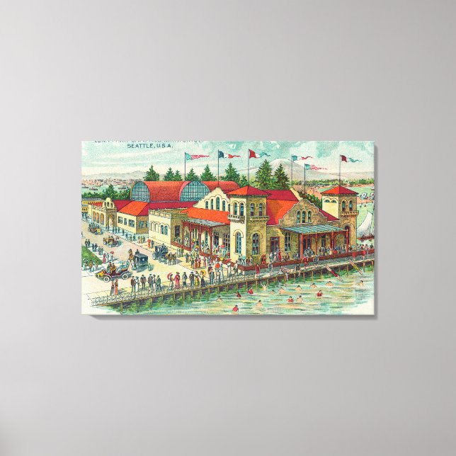 Aerivy över Luna Park Caf � och Natatorium Canvastryck (Framsida)