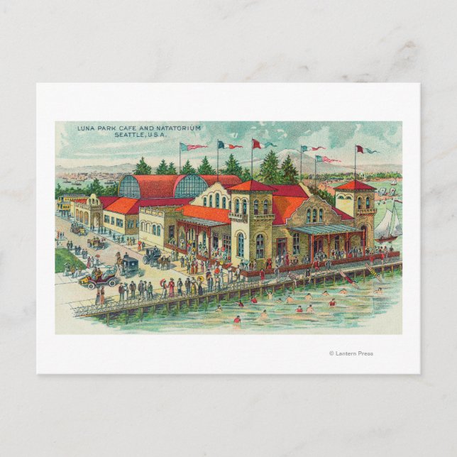 Aerivy över Luna Park Caf � och Natatorium Vykort (Framsida)