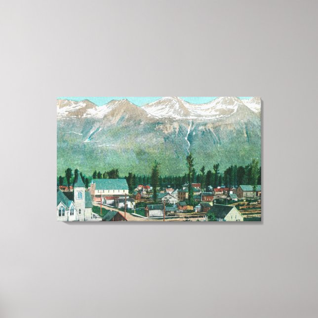 Aerivy över stadens bostadsområde canvastryck (Framsida)