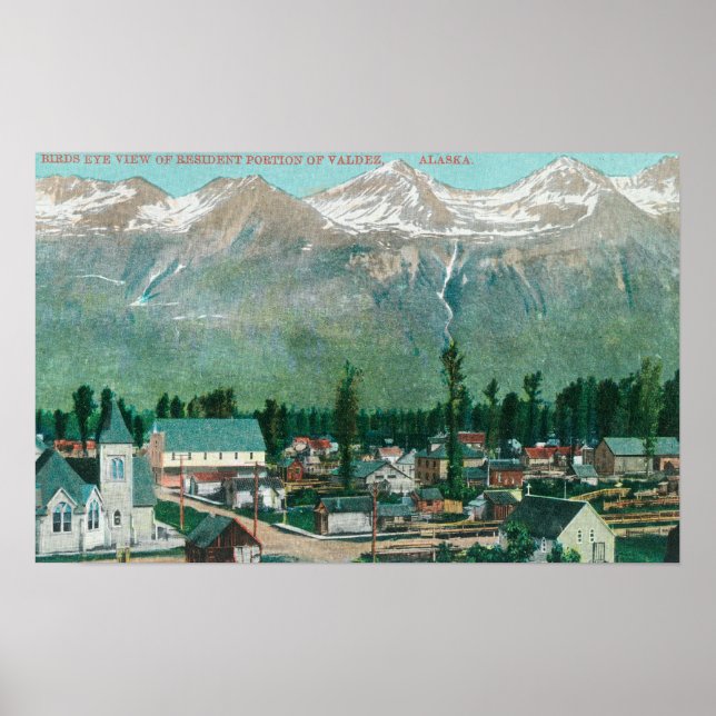 Aerivy över stadens bostadsområde poster (Framsidan)