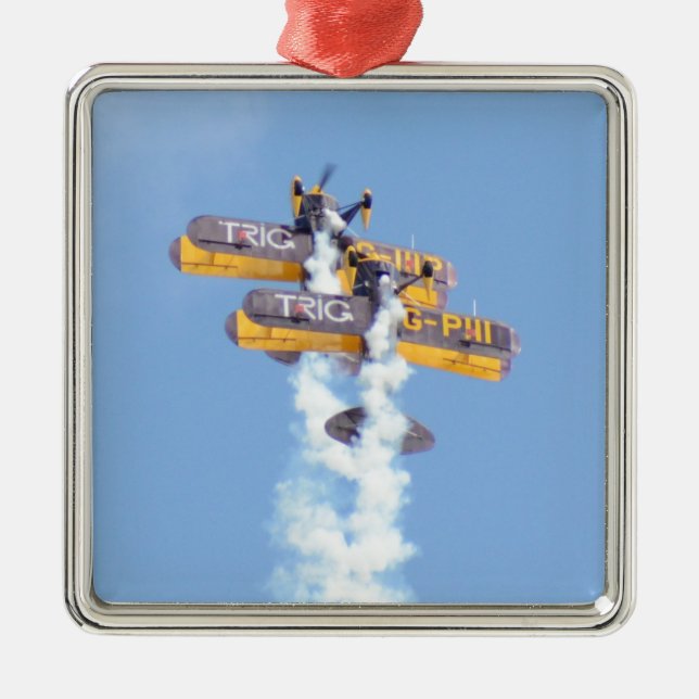 Aerobatic Biplanes i flyg Julgransprydnad Metall (Framsidan)