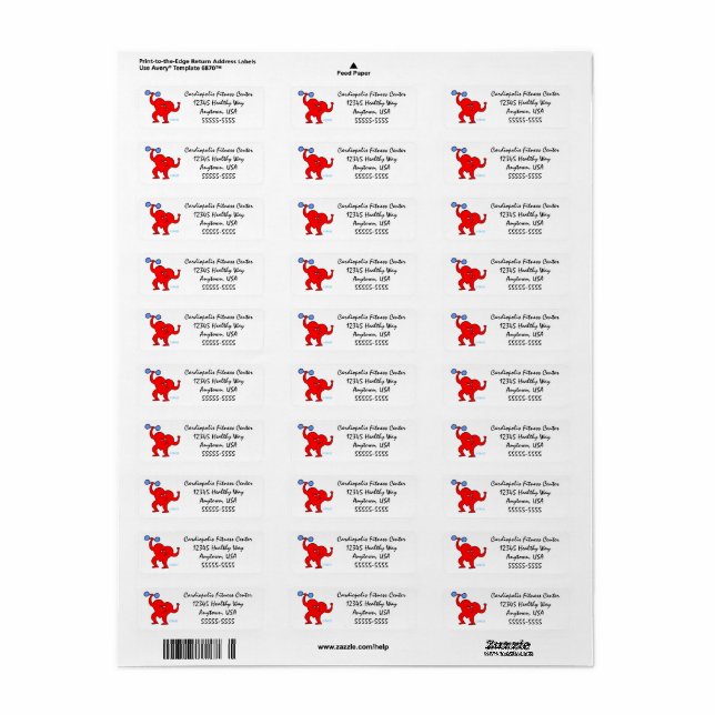 Aerobics Instructor Cardio Fitness Heart Returadress Etikett (Helt Ark)