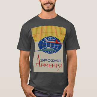 Aeroflot Armenia Ad med Ararat på ryska T Shirt