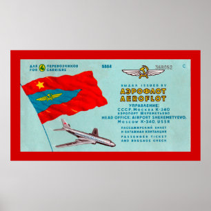 Aeroflot Passenger Biljett Poster