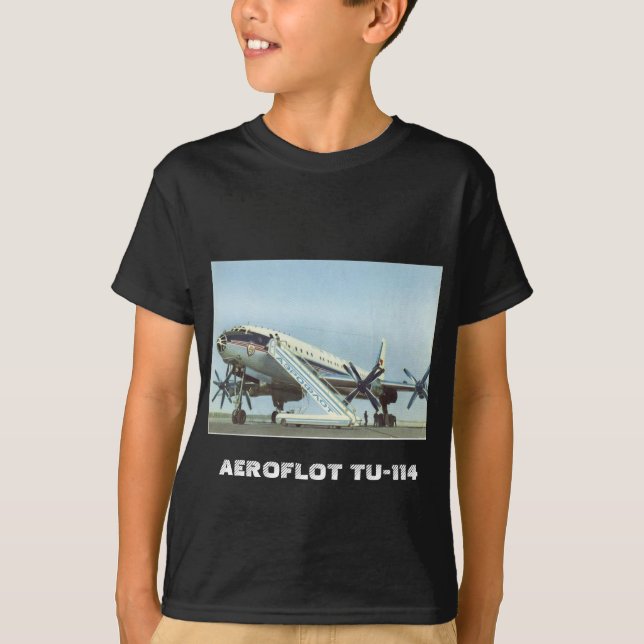 Aeroflot Tu 114 TRAFIKFLYGPLAN Tee (Framsida)