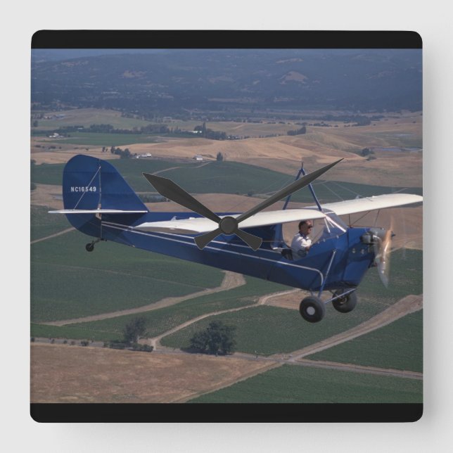 Aeronca, C-3, 1931, Schellville_Classic Aviation Fyrkantig Klocka (Framsida)