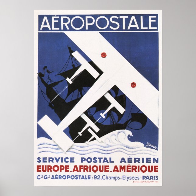 AEROPOSTALE-postflygplan Poster Art Deco (Framsidan)