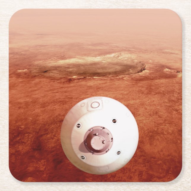 Aeroshell med bestående lutning mot marsmark underlägg papper kvadrat (Framsidan)