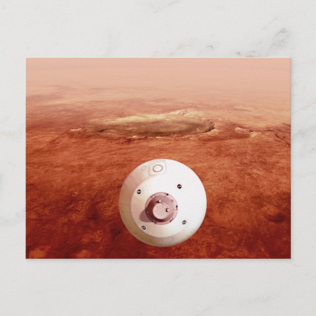 Aeroshell med Perseverance Rover Descent To Mars Vykort (Framsida)