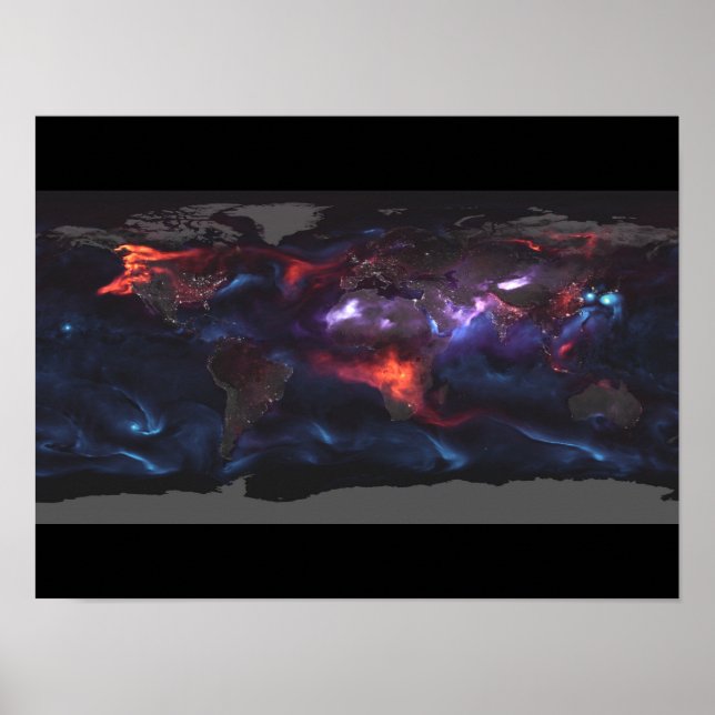 Aerosol Earth Black Carbon, Dust, Cyclones, Cities Poster (Framsidan)