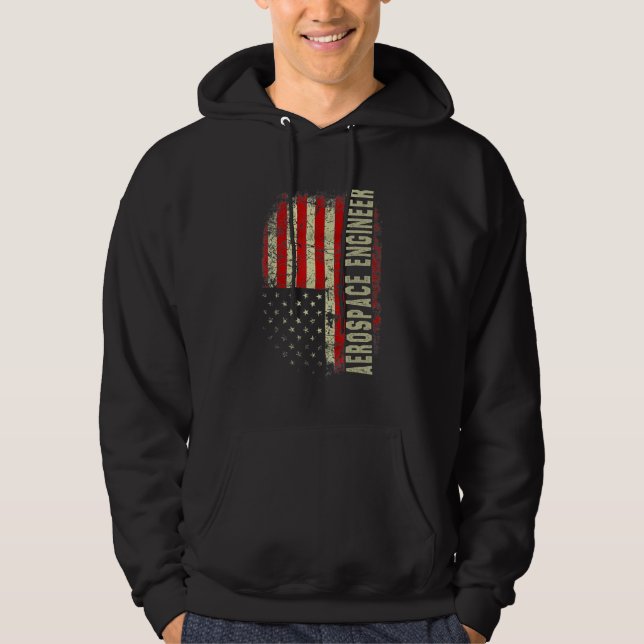 Aerospace Engineer 4th July US Flag Patriotic Engi Hoodie (Framsida)