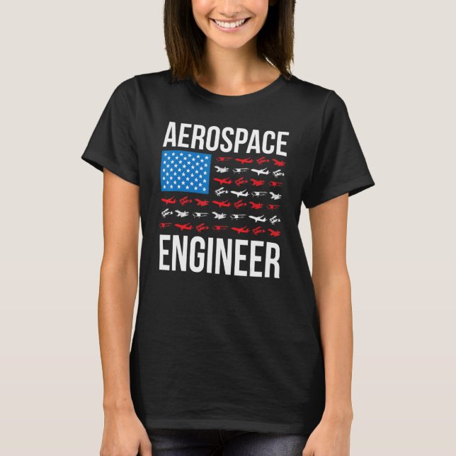 Aerospace Engineering US Flagga Aerospace Ingenjör T Shirt (Framsida)