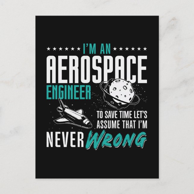 Aerospace I är en flygteknik för Ingenjör Helg Vykort (Framsida)