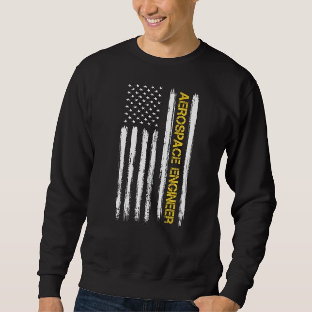 Aerospace Ingenjör American Flagga Engineering Gra Lång Ärmad Tröja (Framsida)