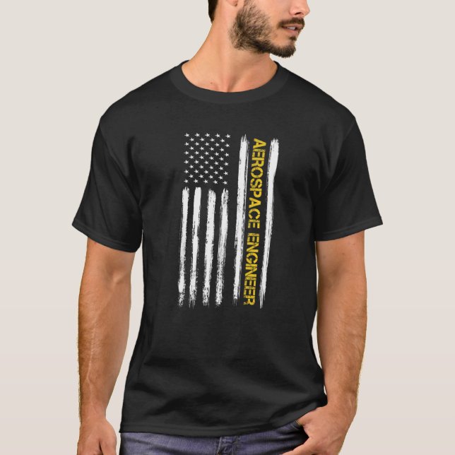 Aerospace Ingenjör American Flagga Engineering Gra T Shirt (Framsida)