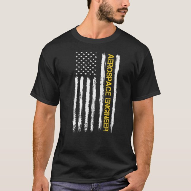 Aerospace Ingenjör American Flagga Engineering Gra T Shirt (Framsida)