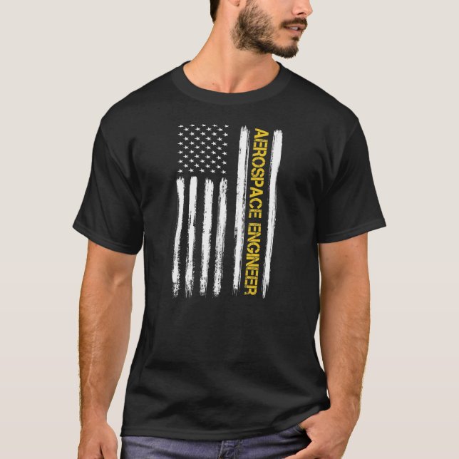 Aerospace Ingenjör American Flagga Engineering T Shirt (Framsida)