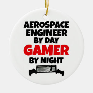 Aerospace Ingenjör efter Day Gamer efter natt Julgransprydnad Keramik