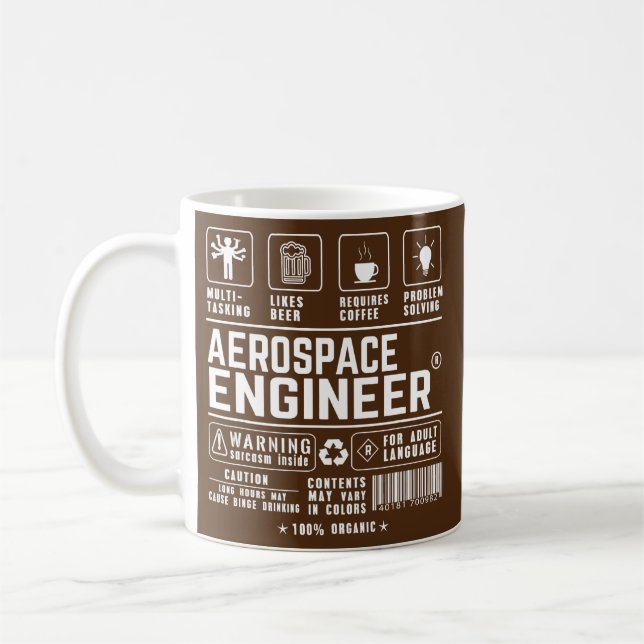Aerospace Ingenjör Multitasking Beer Coffee Kaffemugg (Vänster)