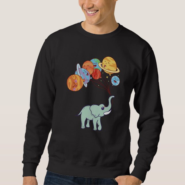 Aerospace Solar System Planets  Space Elephant Lång Ärmad Tröja (Framsida)