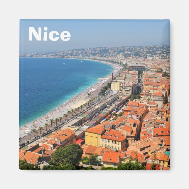 Aerus view of Fransk Riviera in Nice, Frankrike Magnet (Framsidan)