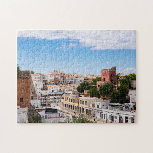 Aervy över hamnen och staden Ciutadella - Menorca Pussel (Horisontell)