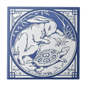 Aesops Hare & Tortoise Tävling Repro Minton TIle Kakelplatta