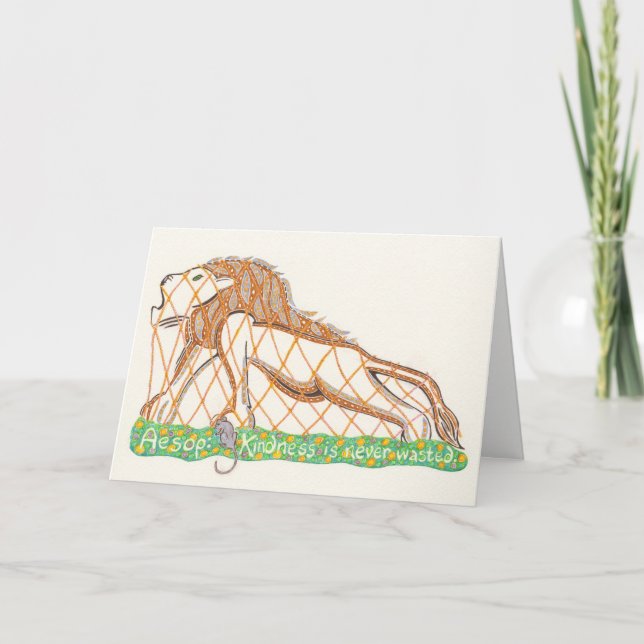 Aesops mus och det Lejona Notecard Kort (Framsida)