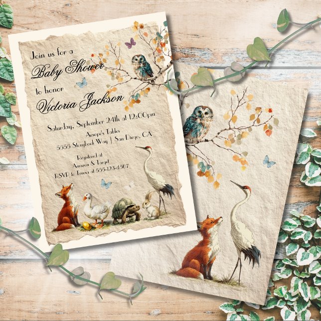 Aesop's Storybook Characters Baby Shower Inbjudningar (Skapare uppladdad)