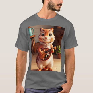Aestesisk Blommigt Cute Squirrel som spelar Banjo  T Shirt