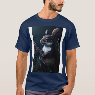 Aestesisk Blommigt Cute Squirrel som spelar Banjo T Shirt