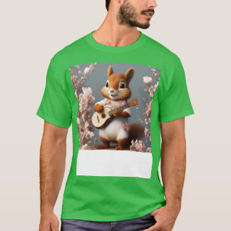 Aestesisk Blommigt Cute Squirrel som spelar Banjo T Shirt