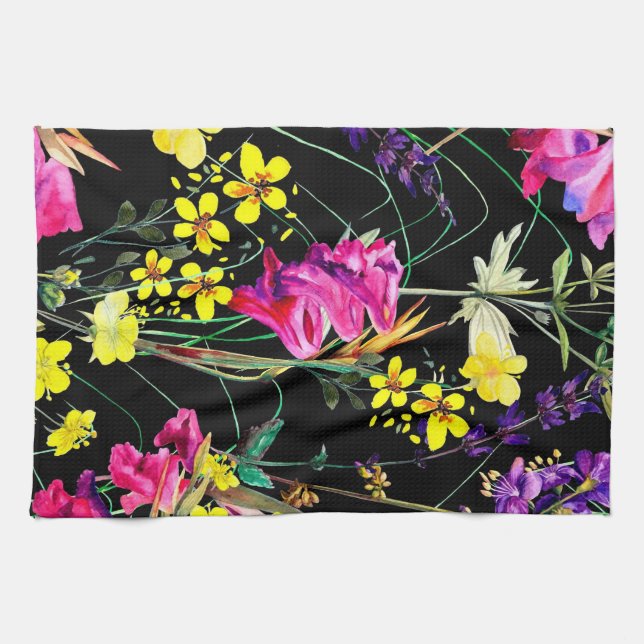 Aestesisk blommigt kökshandduk (Horisontell)